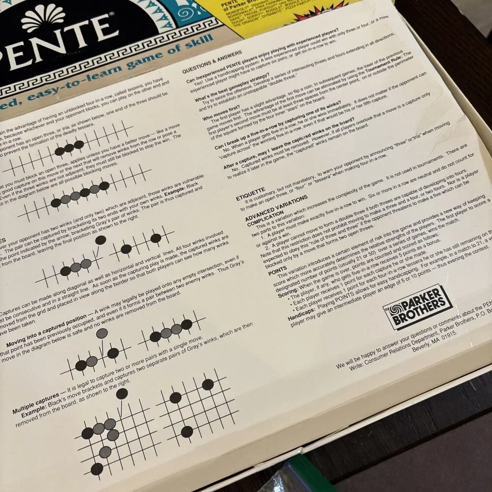 Pente - Parker Brothers - Board Game - Vintage 1989 - Two Boards - Missing Winks